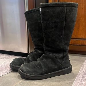 UGG Knightsbridge Black Suede Tall Zip Up
Mid Calf Winter Snow Boot Women's 7